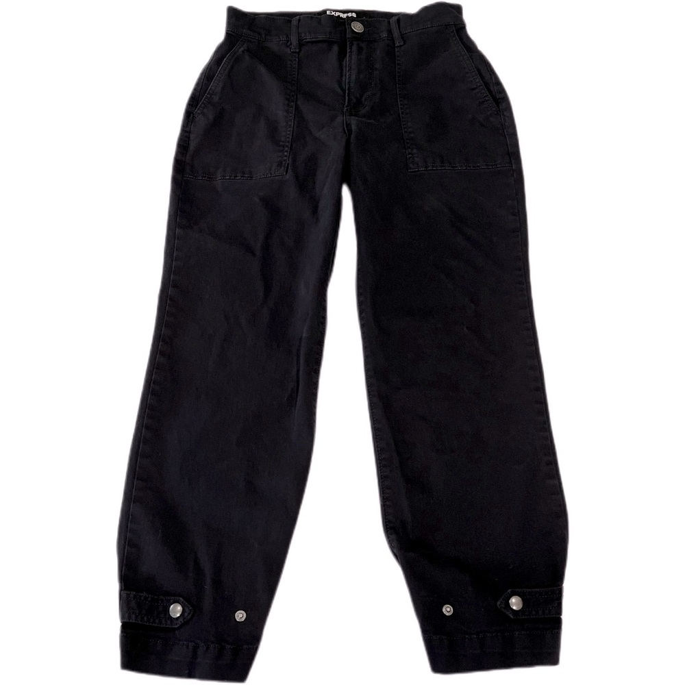 EXPRESS Cropped straight high-rise black pants